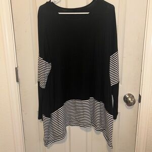 Black and White Striped Women's Top